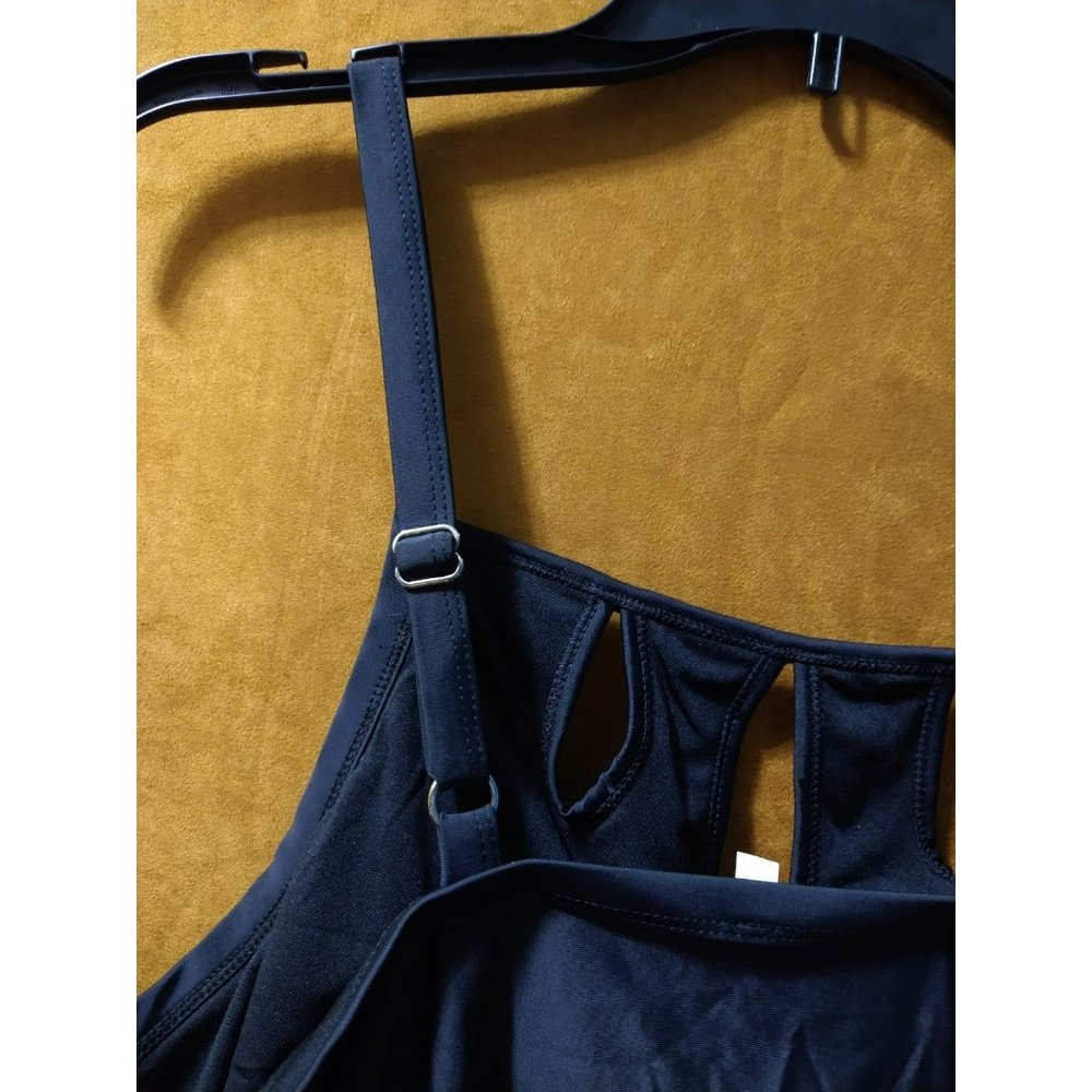 Keyhole Solid Black 2 Pc Bathing Suit Size 2x - image 4